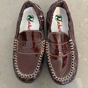 Naturino Toddler‎ Burgundy Brown Patent Leather Loafers Slip-On Comfortable 11